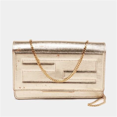 fendi tube wallet on chain gold|authentic fendi wallet.